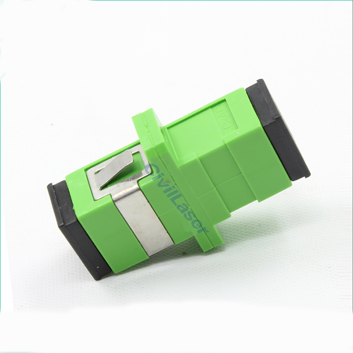 SC APC Fiber Optic Adapter Single Core Green Plastic Flange